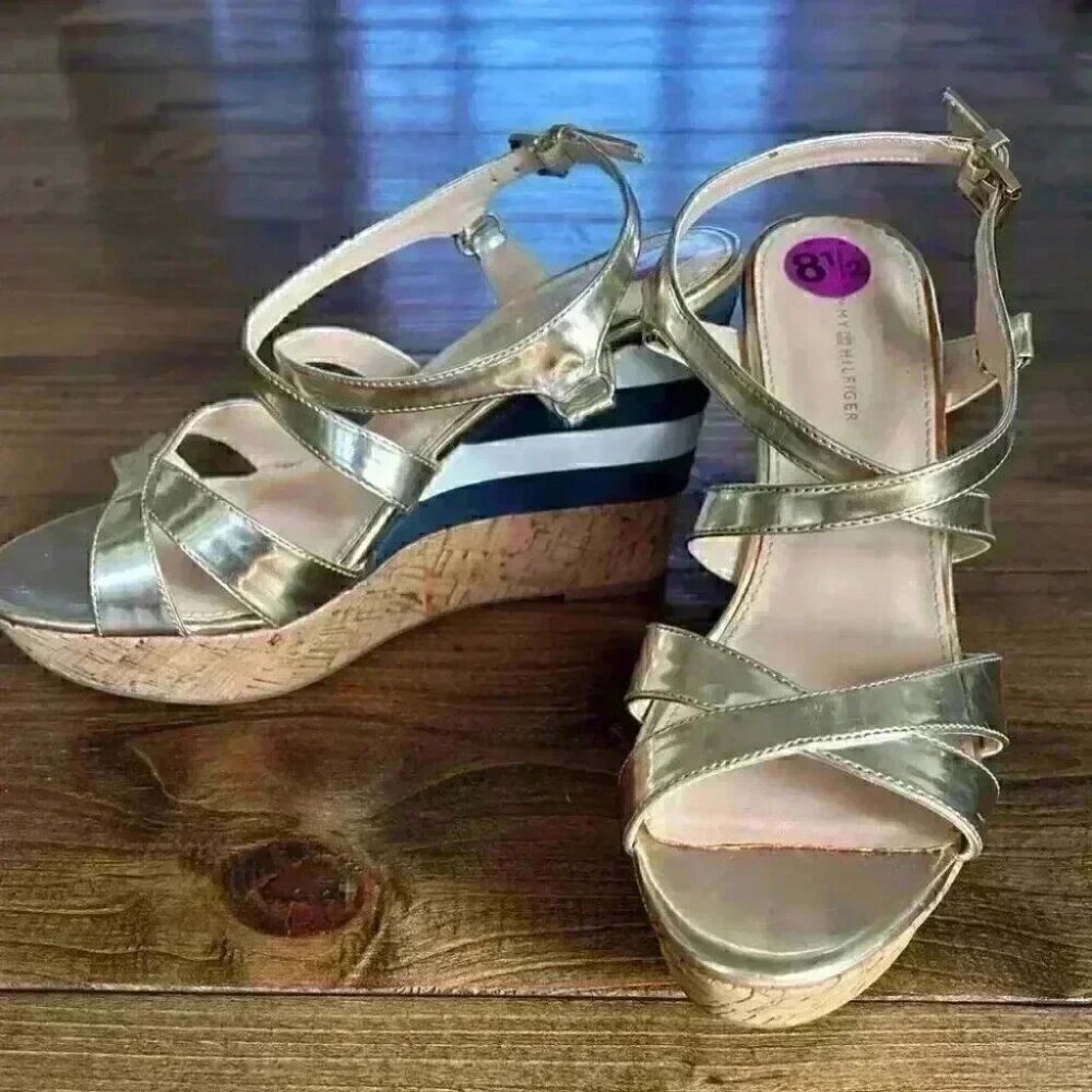 Tommy Hilfiger Nautical Striped with Cork Wedge Shoe